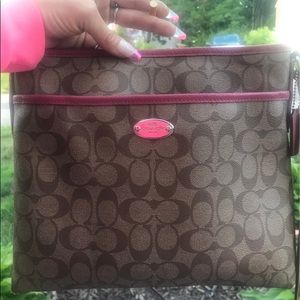 Coach Crossbody tan and pink
